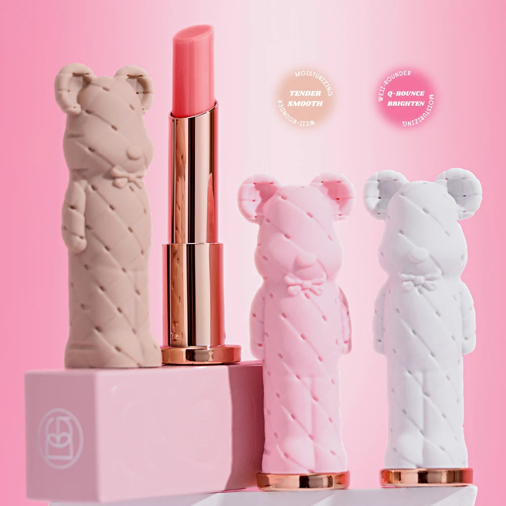 Beuty Glaze Bären Feuchtigkeitslippenstift farbiger Lippenbalsm, pflegender Lippenstift, leicht zu färben wässrig