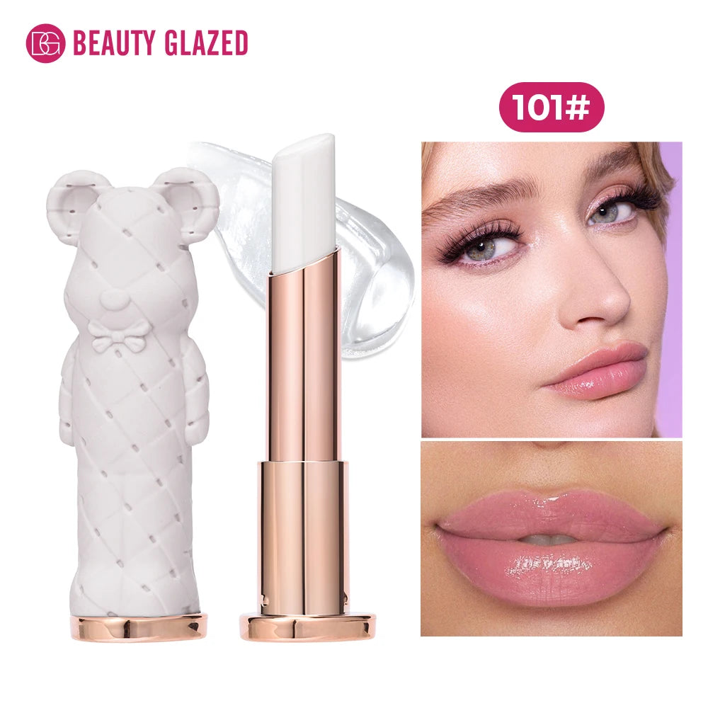 Beuty Glaze Bären Feuchtigkeitslippenstift farbiger Lippenbalsm, pflegender Lippenstift, leicht zu färben wässrig