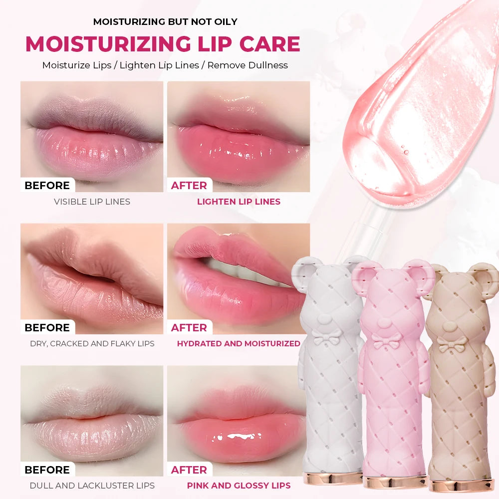 Beuty Glaze Bären Feuchtigkeitslippenstift farbiger Lippenbalsm, pflegender Lippenstift, leicht zu färben wässrig