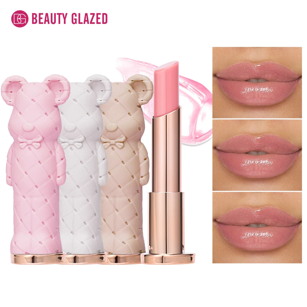 Beuty Glaze Bären Feuchtigkeitslippenstift farbiger Lippenbalsm, pflegender Lippenstift, leicht zu färben wässrig