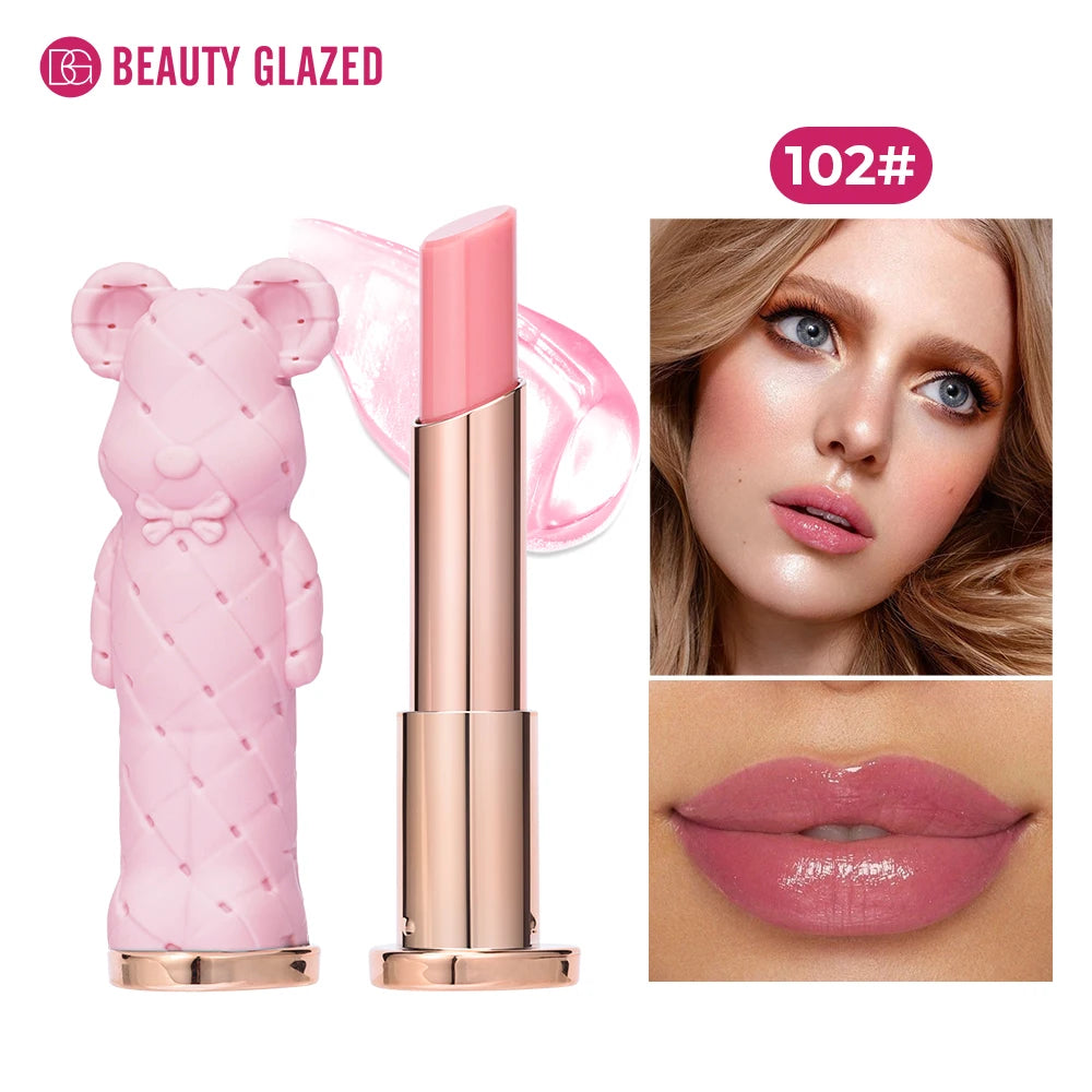 Beuty Glaze Bären Feuchtigkeitslippenstift farbiger Lippenbalsm, pflegender Lippenstift, leicht zu färben wässrig