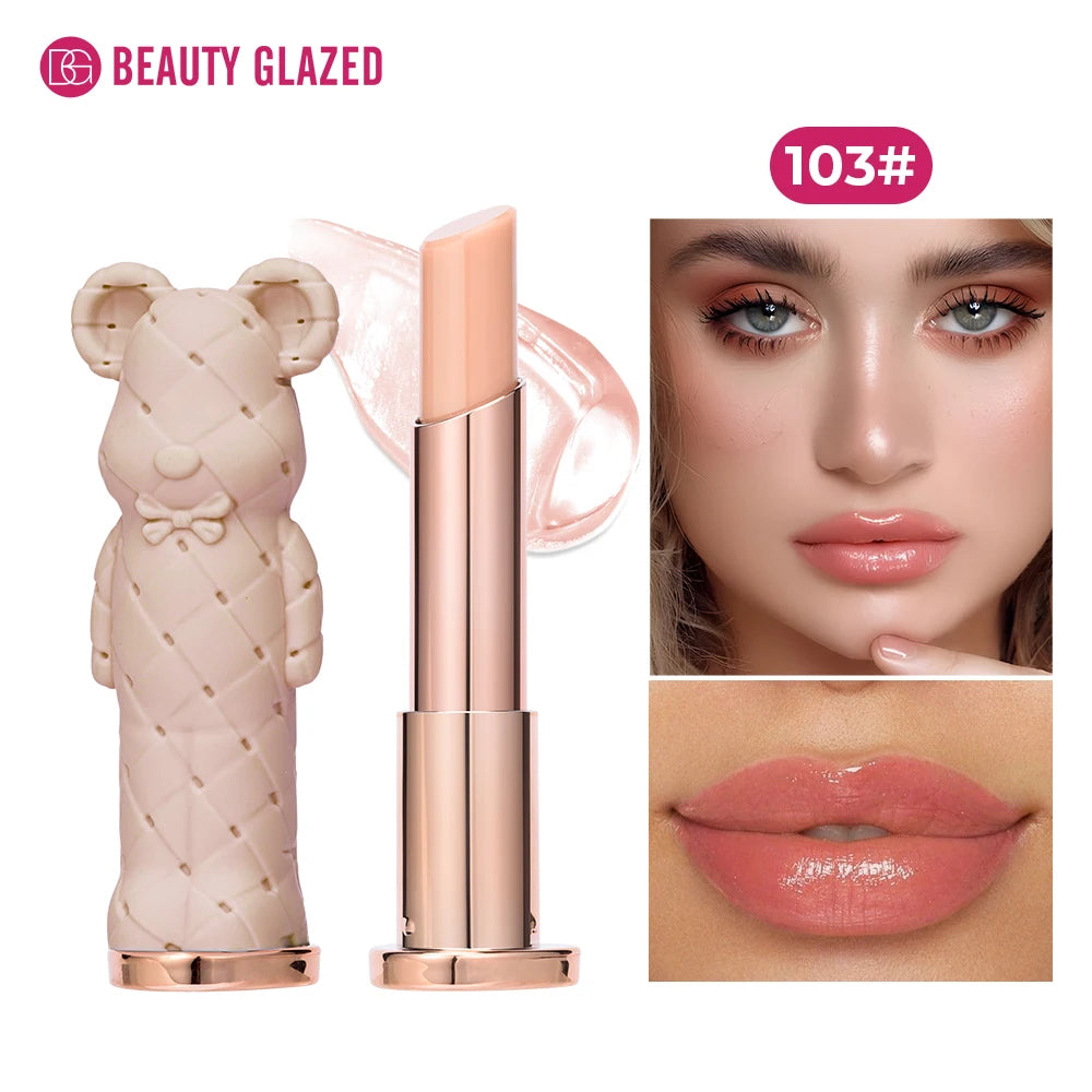 Beuty Glaze Bären Feuchtigkeitslippenstift farbiger Lippenbalsm, pflegender Lippenstift, leicht zu färben wässrig