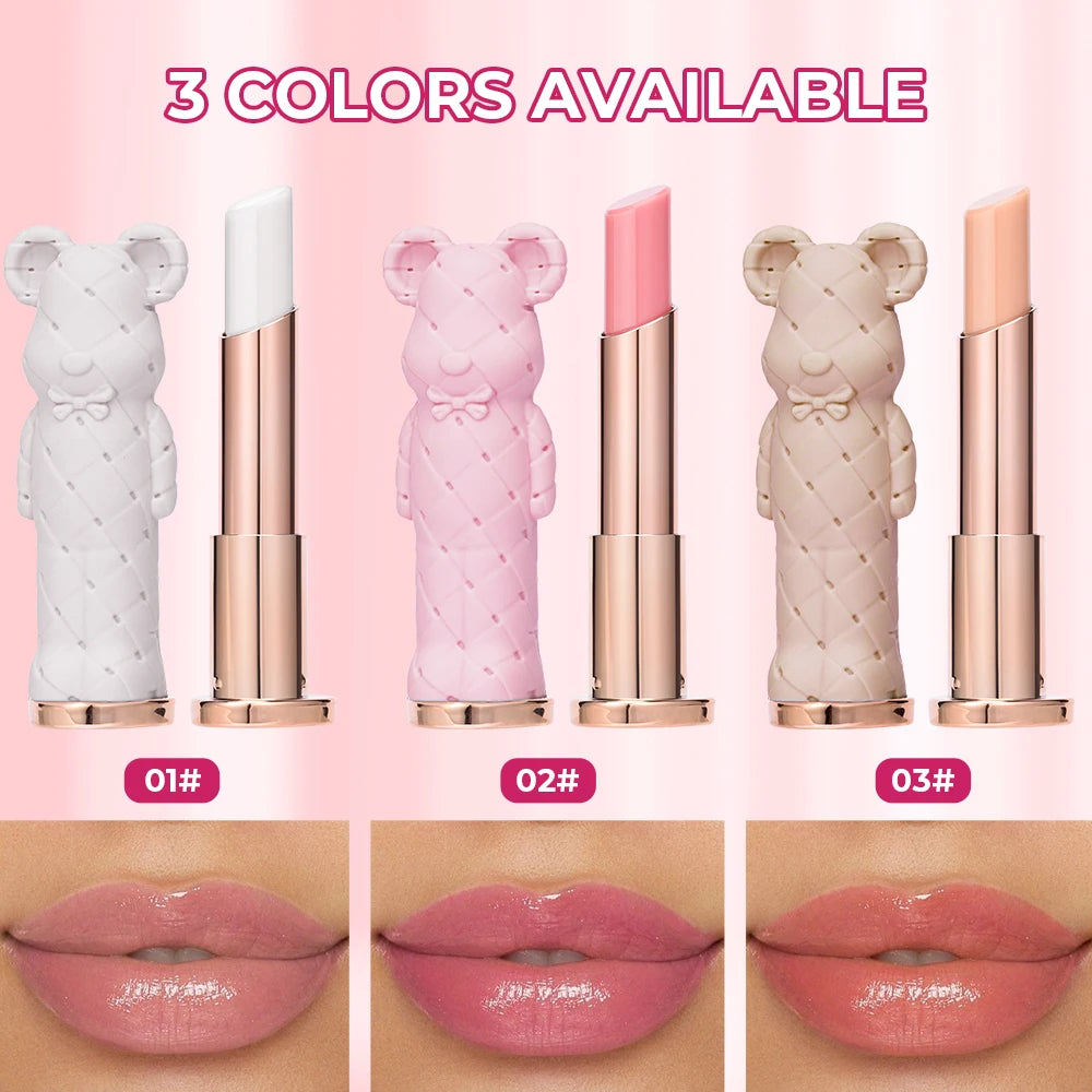 Beuty Glaze Bären Feuchtigkeitslippenstift farbiger Lippenbalsm, pflegender Lippenstift, leicht zu färben wässrig