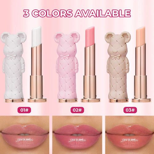 Beuty Glaze Bären Feuchtigkeitslippenstift farbiger Lippenbalsm, pflegender Lippenstift, leicht zu färben wässrig